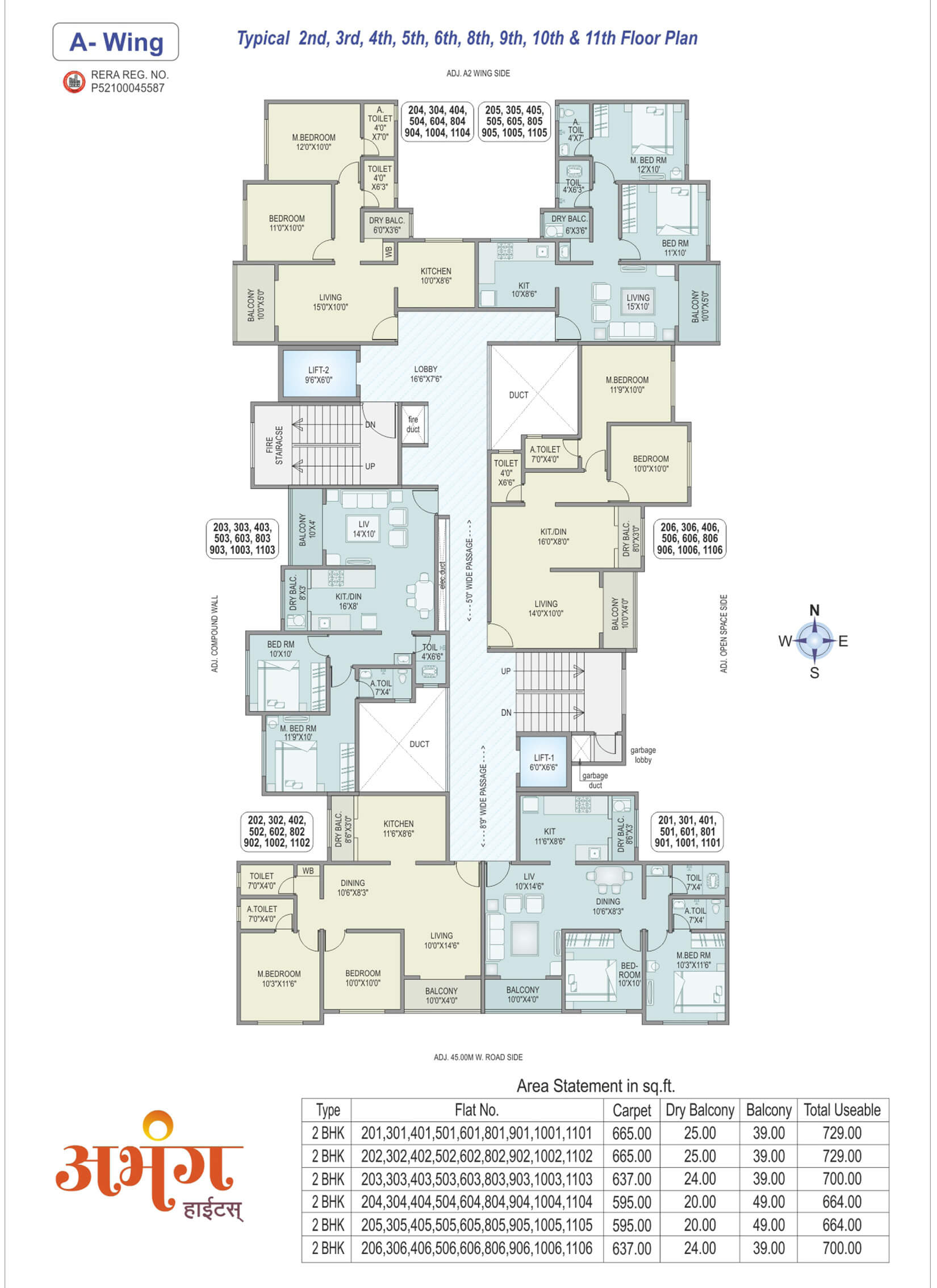 Abhang Heights - 2,3,4,5,6,8,9,10,11 Floor Plan