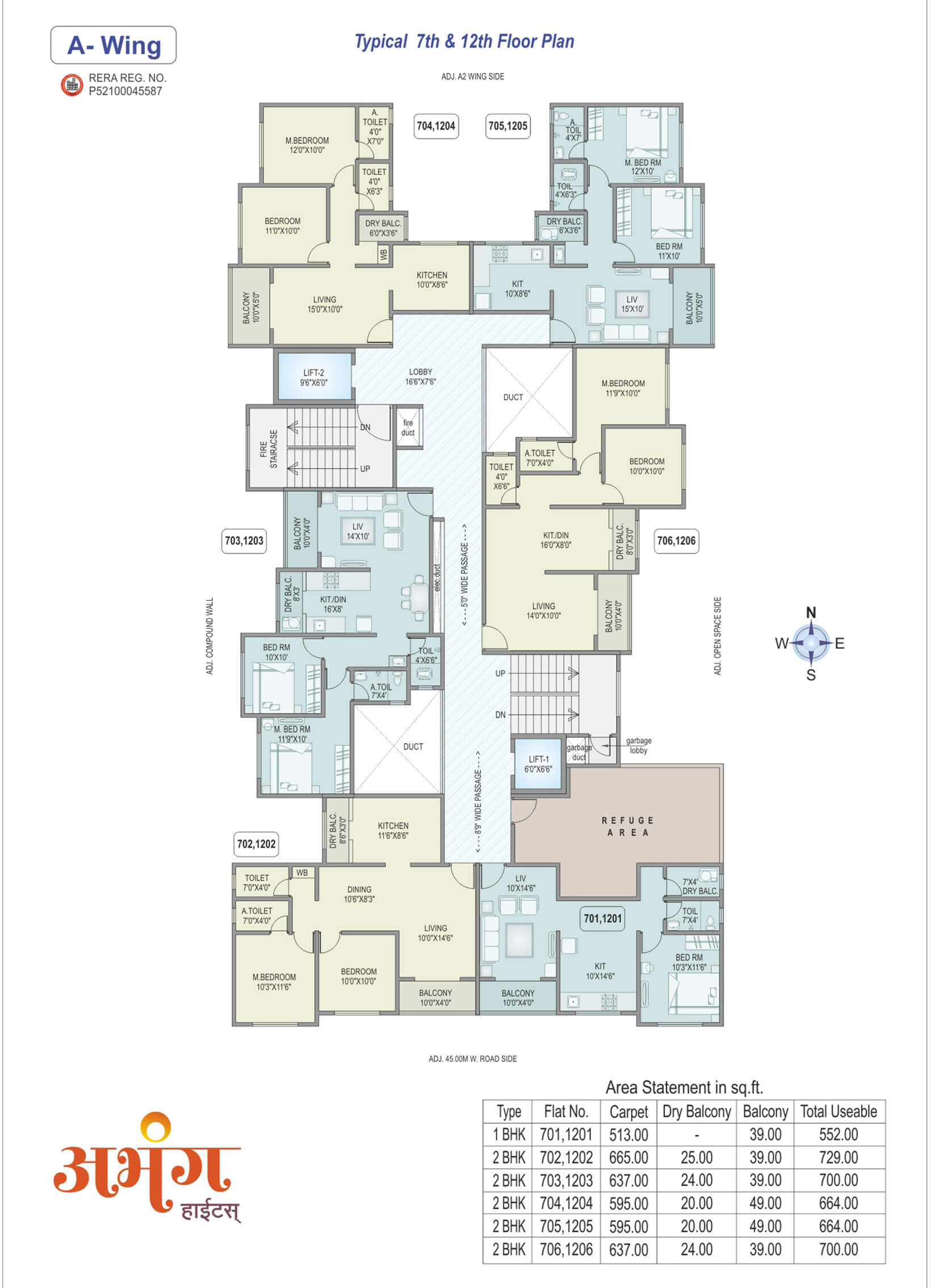 Abhang Heights - 7th and 12th Floor Plan