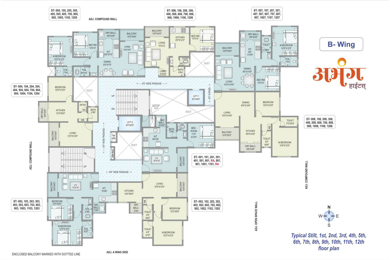 Abhang Heights - Stilt,1,2,3,4,5,6,7,8,9,10,11,12 Floor Plan