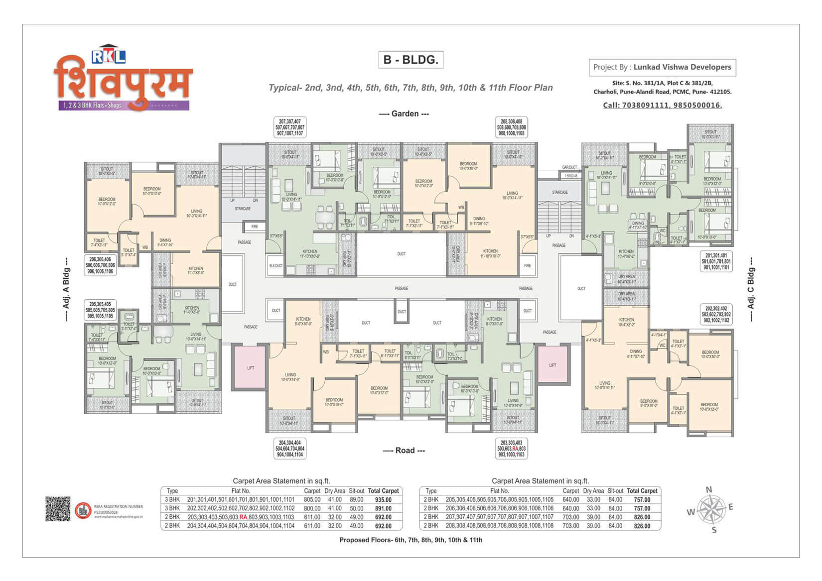 RKL Shivpuram - B-building-2-3-4-5-6-7-8-9-10-11-floor-plan