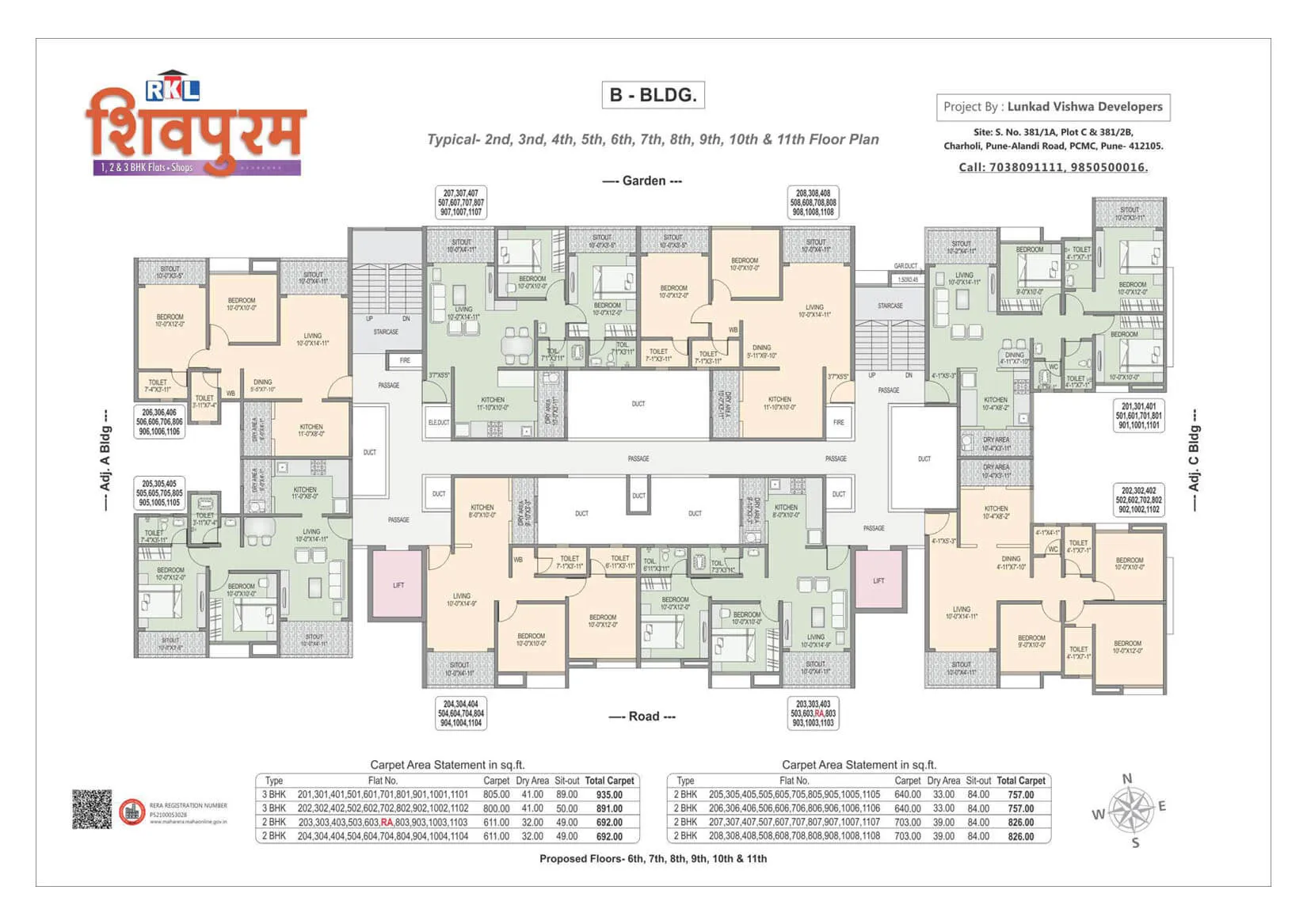RKL Shivpuram - B-building-2-3-4-5-6-7-8-9-10-11-floor-plan