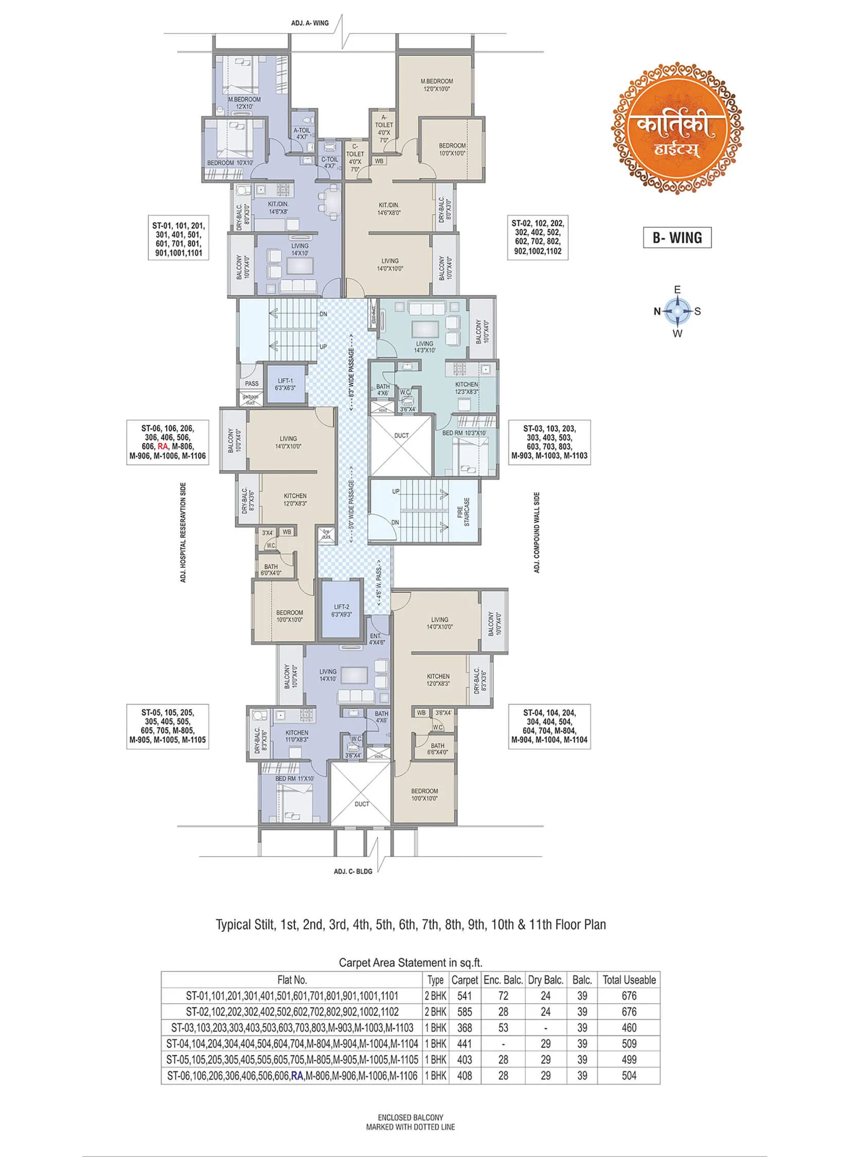 Kartiki Heights - 1,2,3,4,5,6,7,8,9,10,11 Floor Plan